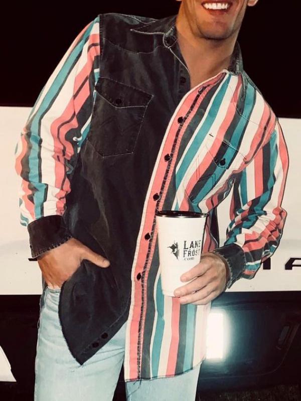 Men's Western Cowboy Style Retro Print Loose Long Sleeve Shirt Striped Casual Button Autumn Top Suitable for Streetwear Menswear233