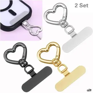Upgrade 360° Rotating Stainless Steel Phone Lanyard Connector, Heart Shaped Non-stick Metal Strap, Ultra-thin Safety Rope Accessory Set, Practical Cell Phone Charm