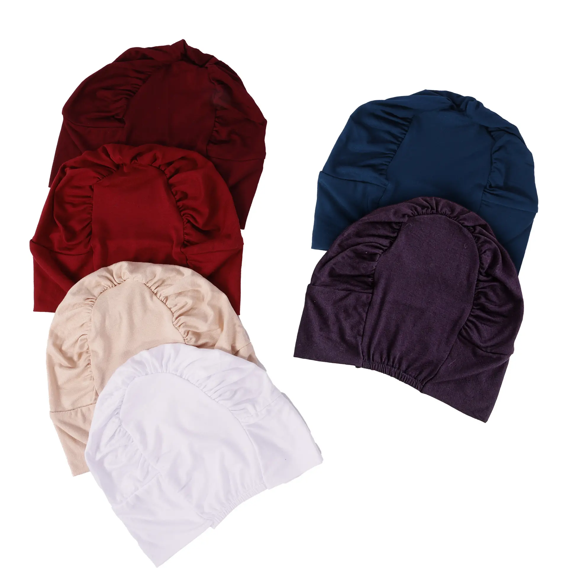 Effortless Elastic Ruched Jersey Knit Underscarf Bonnet Hijab Cap Slip Resistant Volumizing Fit Soft Breathable Full Coverage Hair Cover Daily Casual Wear
