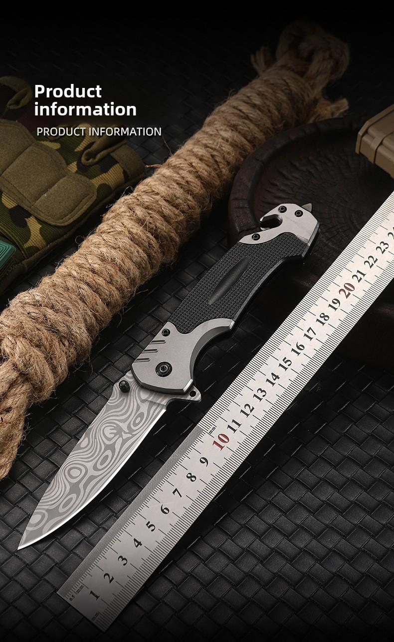 Damascus Tactical Survival Knife G10 Handle Camping Folding Knife Stainless Steel Outdoor Pocket Knife