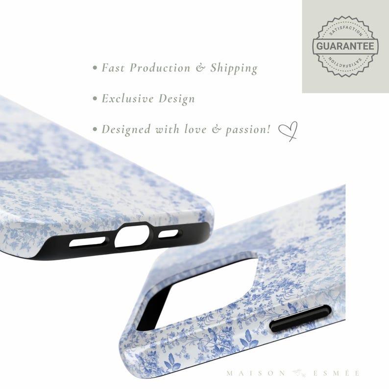 Pastel Blue Patchwork iPhone Case Collection - Toile, Bow, Cow Print, Floral & Lace Aesthetic - Slim, Durable Cover for iPhone  17 Pro Max Plus Air/16/15/14/13/12/11/X and other series models. Can be given as a holiday gift to friends or family.