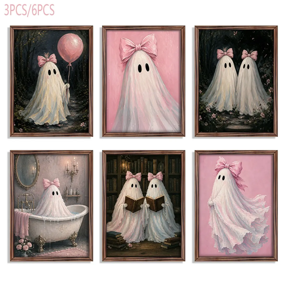 Pink Halloween Decoration Coquette Spooky Decoration Wooden Wall Decor No Holes Required Free Tape Pink Bow Decoration Gifts for Women Girls Room Decor Bedroom Decor Garden Decor Halloween Home Decor Party Decoration Autumn Decor