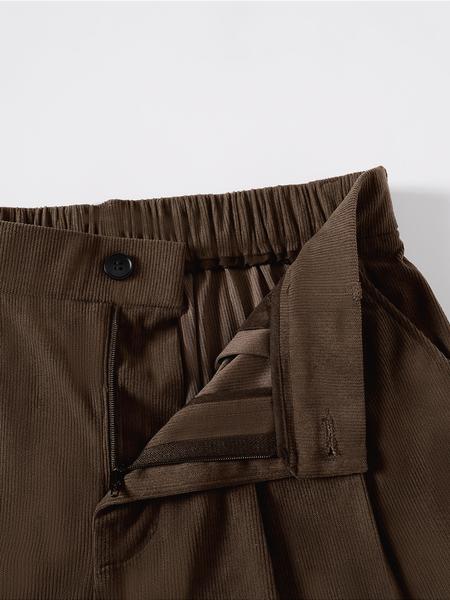 Men's Solid Color Corduroy Pants Loose Fit Straight Leg Side Pocket Casual Slant Pocket Basic Bottoms Retro Classical Ribbed Elastic Waist Micro Pleated Dress Pants Soft Easily Match Fall Winter Daily Lounge Pants Clubwear Party Outdoor Work as A Gift