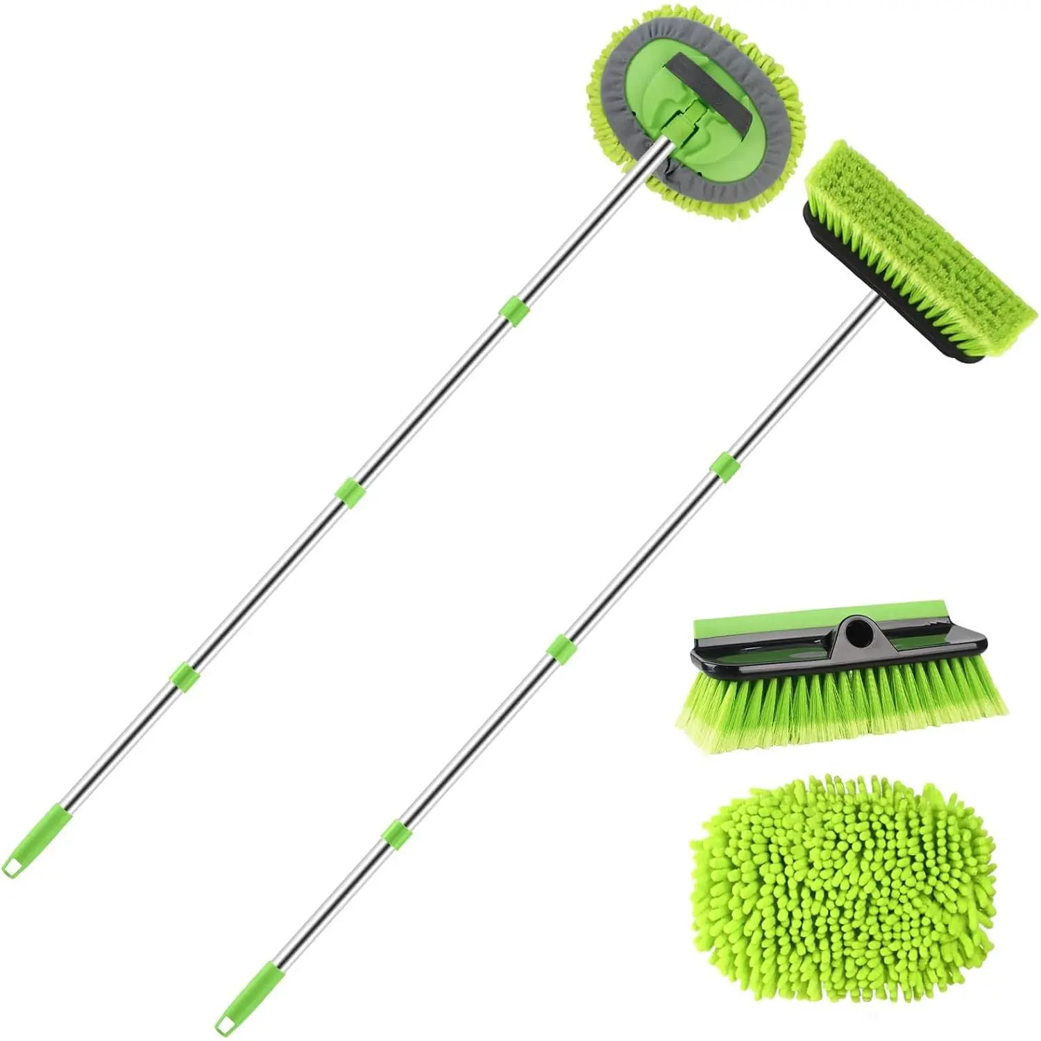 2 Pack  Wash Brush with Long Handle, 62" Microfiber  Wash Mop and  Washing Brush Combo Set, Scratch-Free Soft Bristle  Wash Mop Brushes Cleaning Kit for Exterior , , RV, Boat