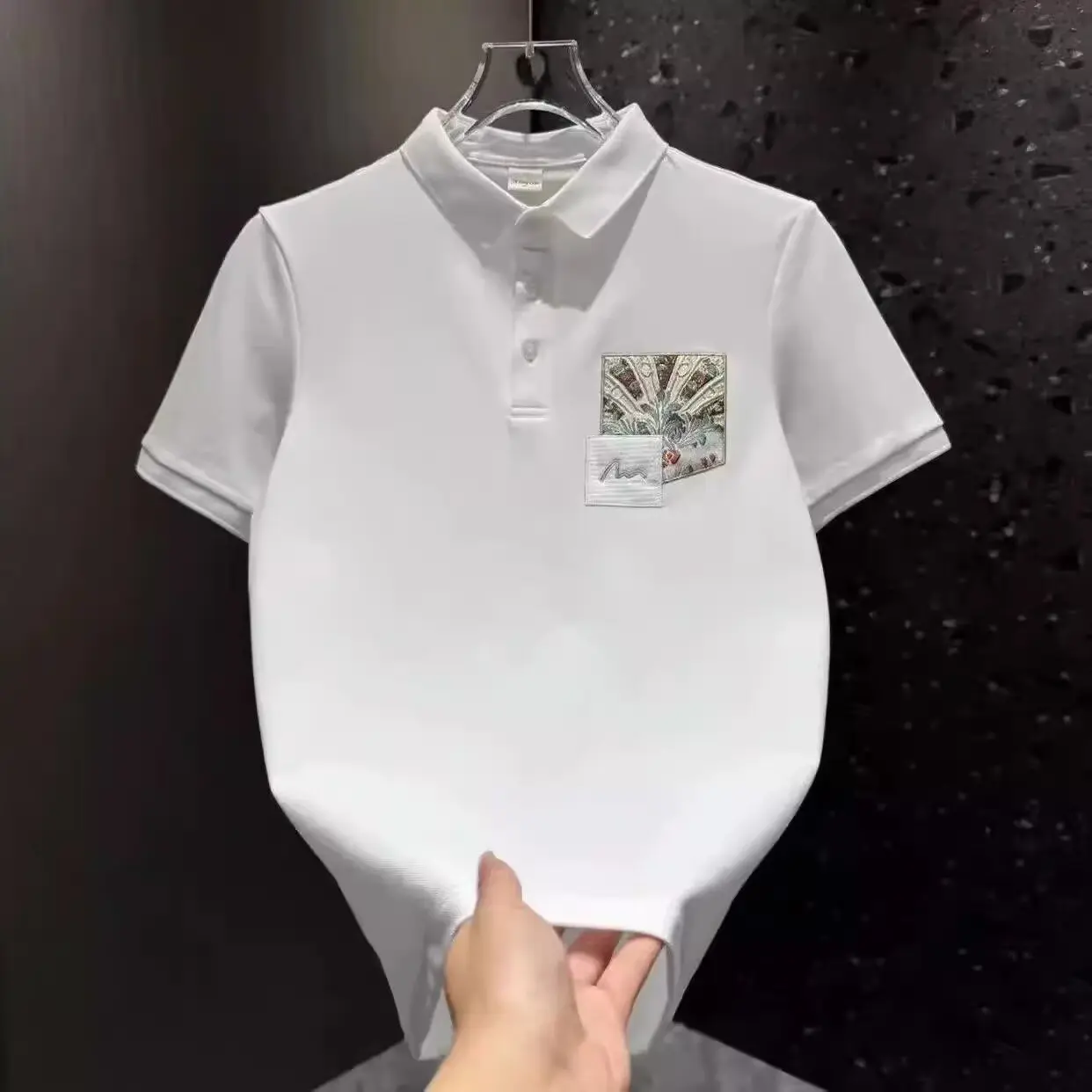 Men's Slim Fit Short Sleeve Polo Shirt - Summer New, Appliqué Embroidery, Breathable Lightweight, Versatile Top for Casual Daily Wear & Office Business