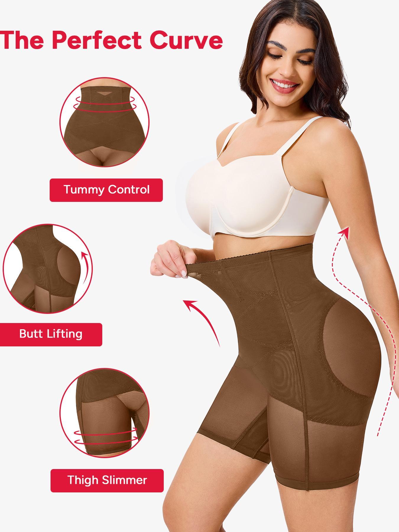 Women's Solid Sheer High Waist Shapewear Shorts, High Stretch Tummy Control Shaper, Ladies Shapewear Bottoms Underwear for Daily Wear