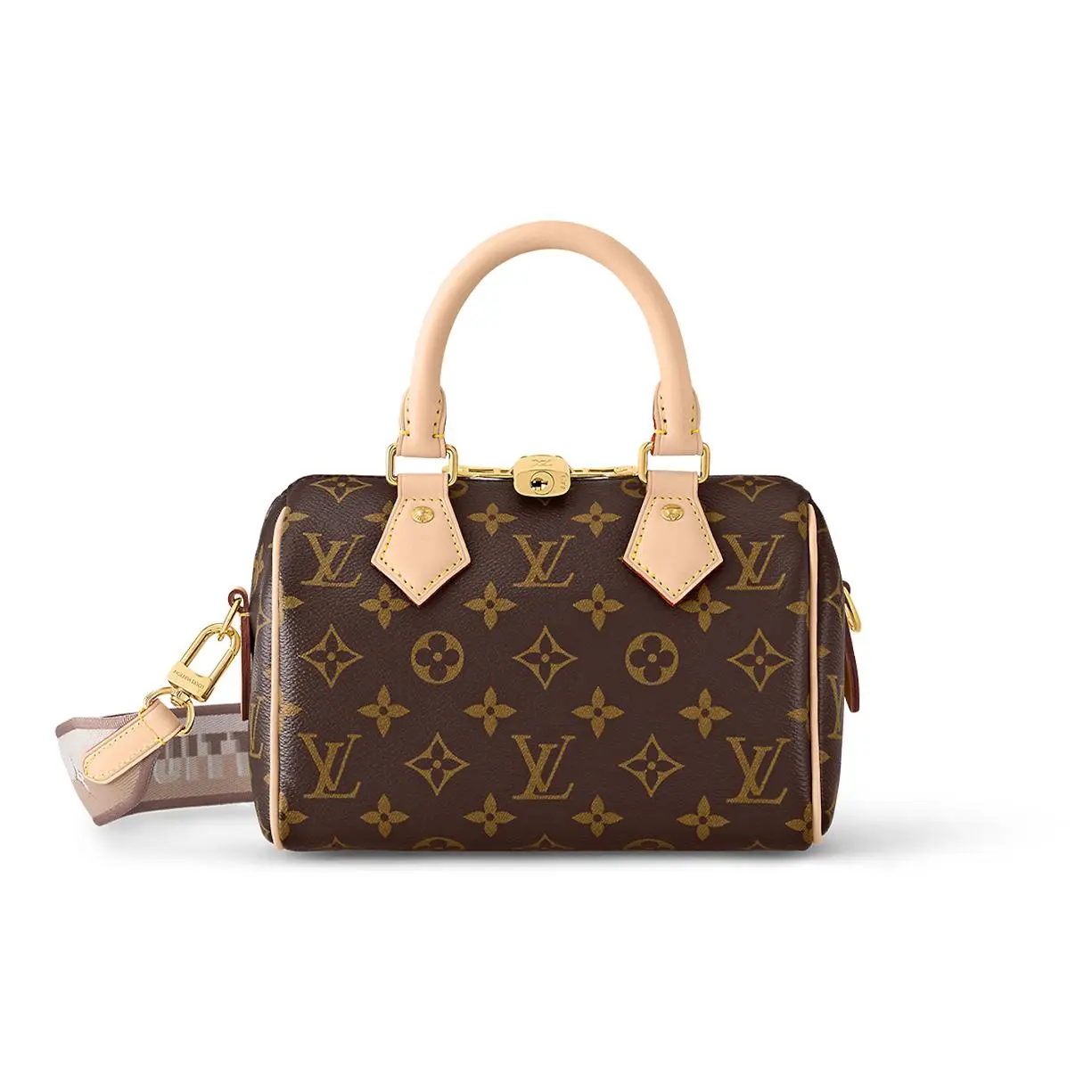 Women's Louis Vuitton Speedy 20 Handbag - Classic Monogram Embroidered Canvas, Leather Trim, Adjustable Detachable Strap, Brown, Crossover Elegant Detachable Women's Handbags, Crossover Women's Handbags
