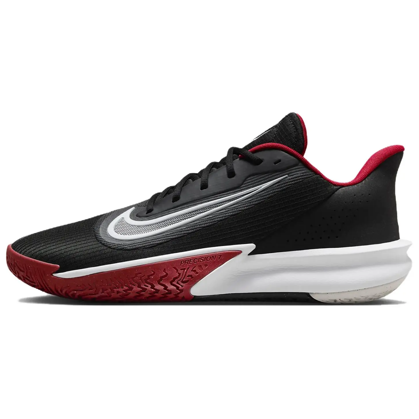 Nike Precision 7 Men's Low-Top Lace-Up Basketball Shoes in Black and Red Verifiable, with credentials and supporting global authentication