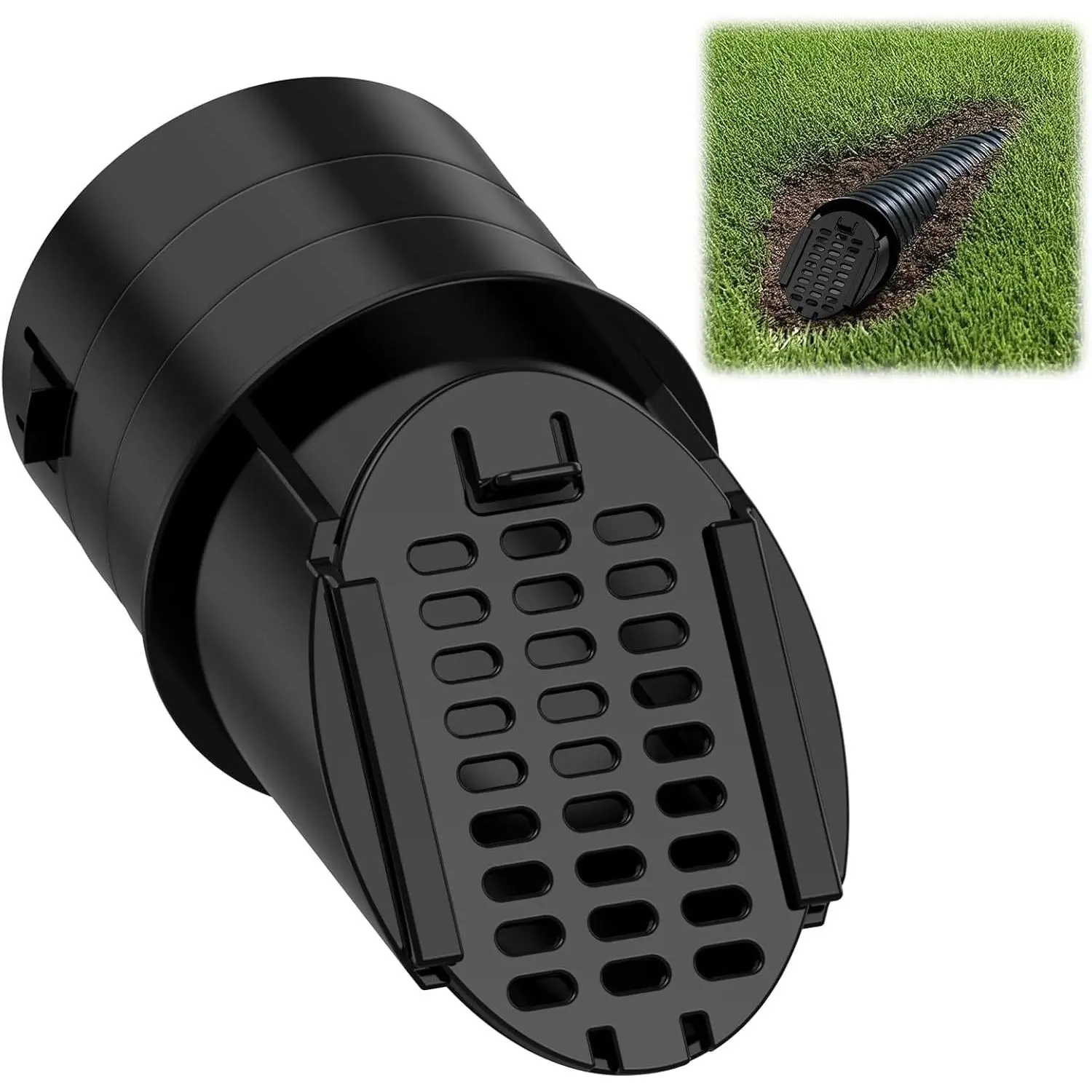 1 Pack 4" Drainage Grate Cover, Rain Diverter, Drainage Grate Yard Drain, Drain Emitter for Sump Pump Discharge & Downspout Extensions, Fit 4" SCH 40, 4" SDR 35, 4" Corrugated Pipe-Black