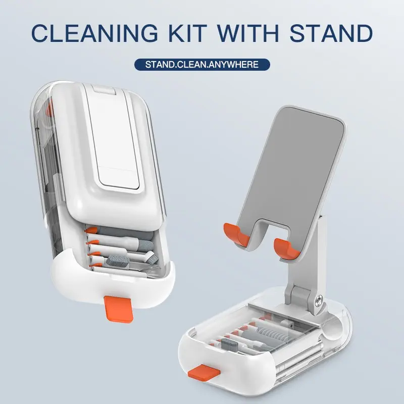Portable Cleaning Kit with Phone Holder, Multi-Tool Cleaner for Electronics, Keyboard Cleaner for Phone Laptop Camera