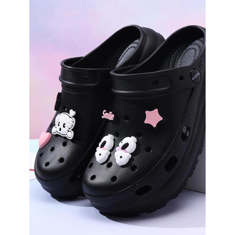 (New)Women's Pink Cute Cartoon Decorated Clogs, Thick Bottom Slippers, Casual Comfortable Non-slip Clogs for Indoor Outdoor Wear, Ladies Slippers, Lightweight Slipper, Summer Comfy Clogs for Daily Wear, Walking Shoes