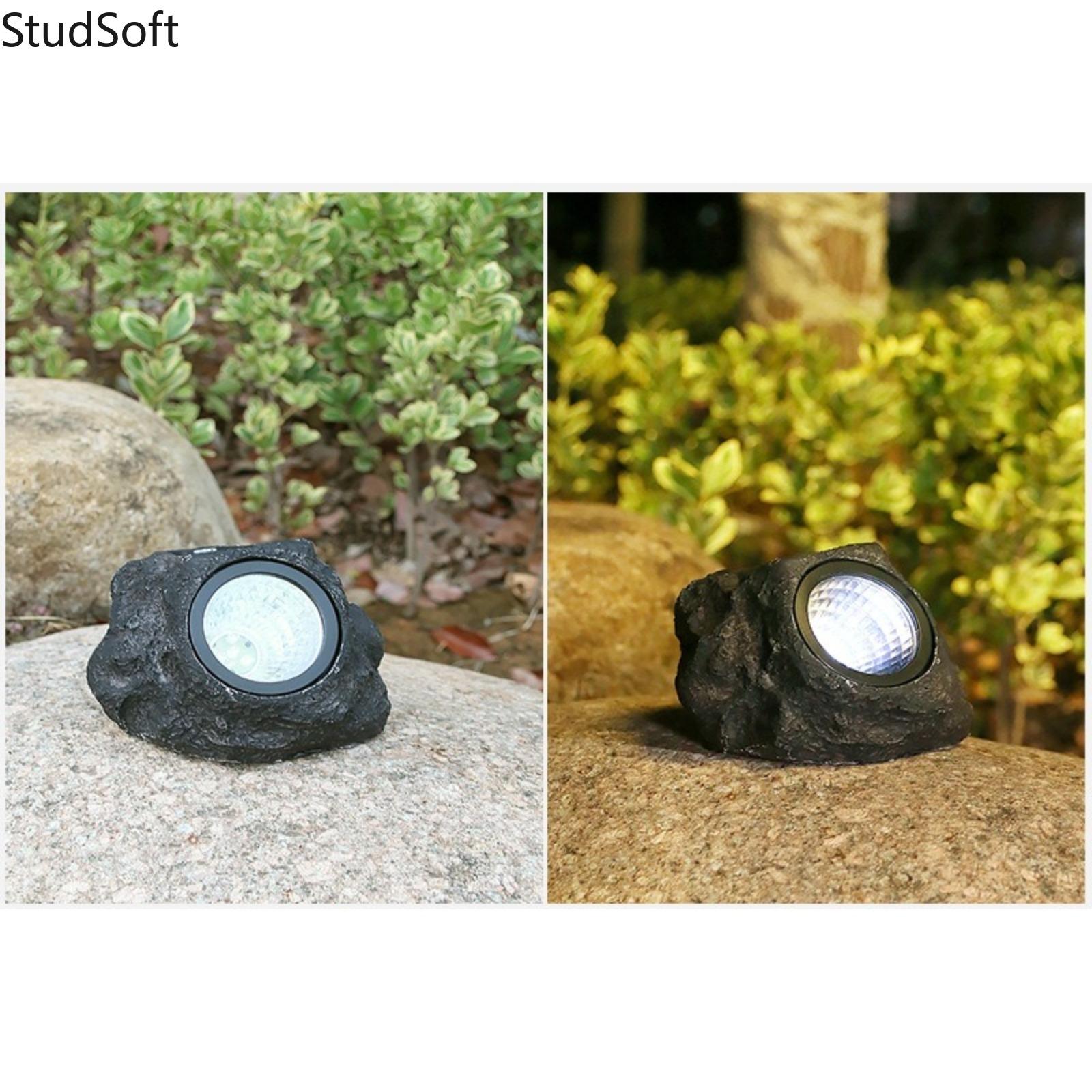 Cross-Border Solar-Powered 4-LED Faux Stone Light — Waterproof Outdoor Garden, Lawn, and Courtyard Decorative Spotlight