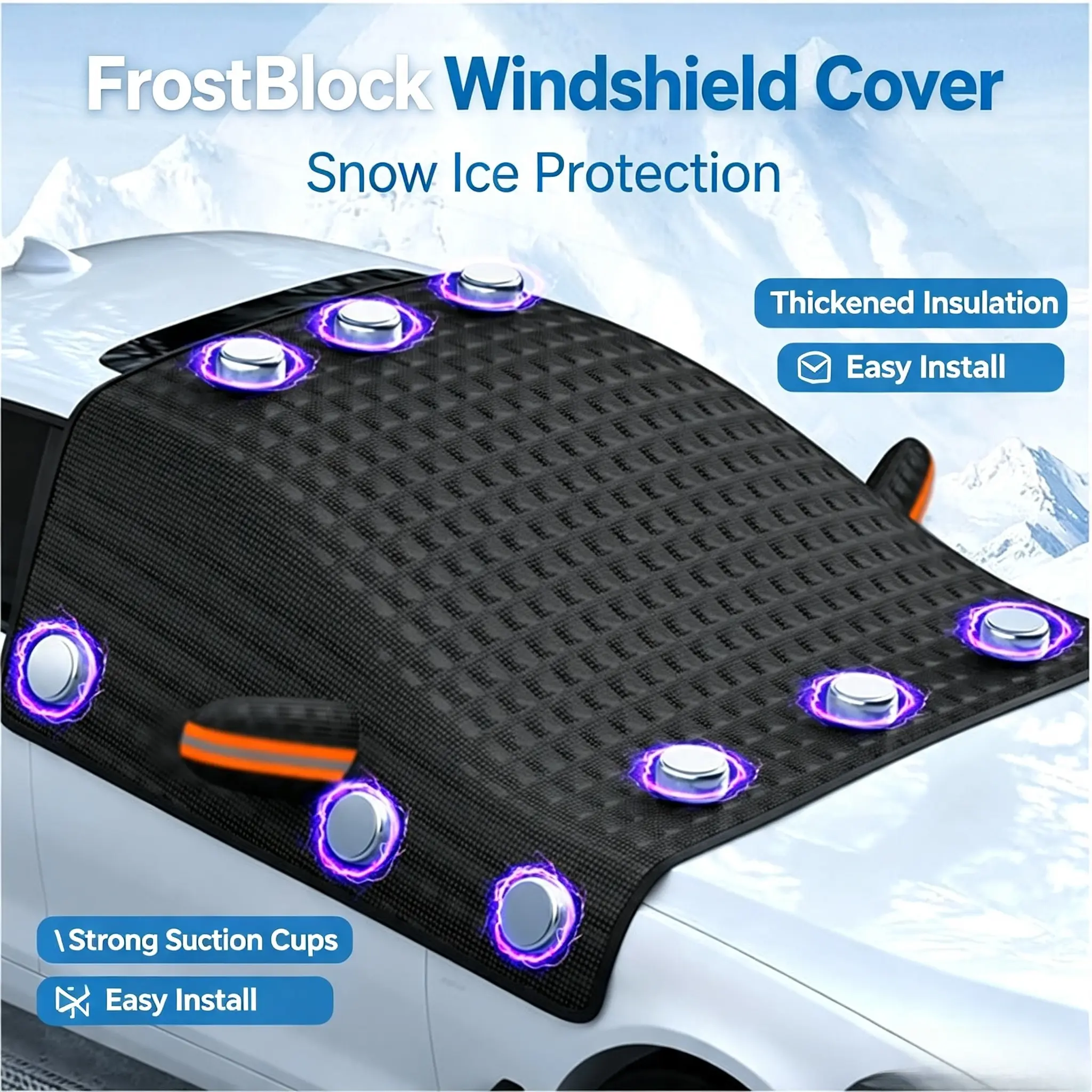 Car Windshield Protection Cover Set (Equipped with 12 Magnets) | Multi-Purpose, Sun Protection for Summer, Snow Shield for Winter, Suitable for Indoor & Outdoor Parking