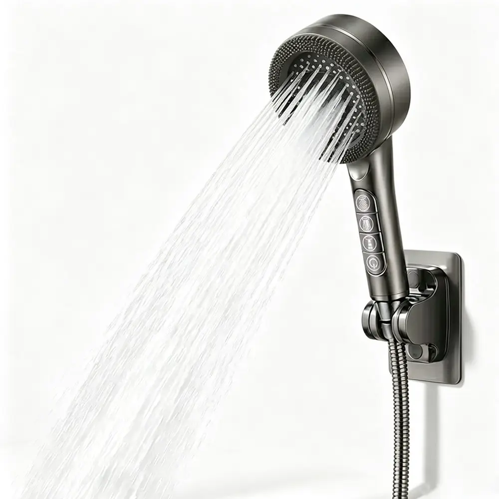 Powerful 4-Mode Handheld Shower Head, Adjustable Handheld Showers, High Pressure Water Spray with Rainfall Massage Pulse Spray ABS Material Wall Mount Showerhead Modern Bathroom Upgrade Ideal Summer Shower Accessory Perfect Holiday Gift