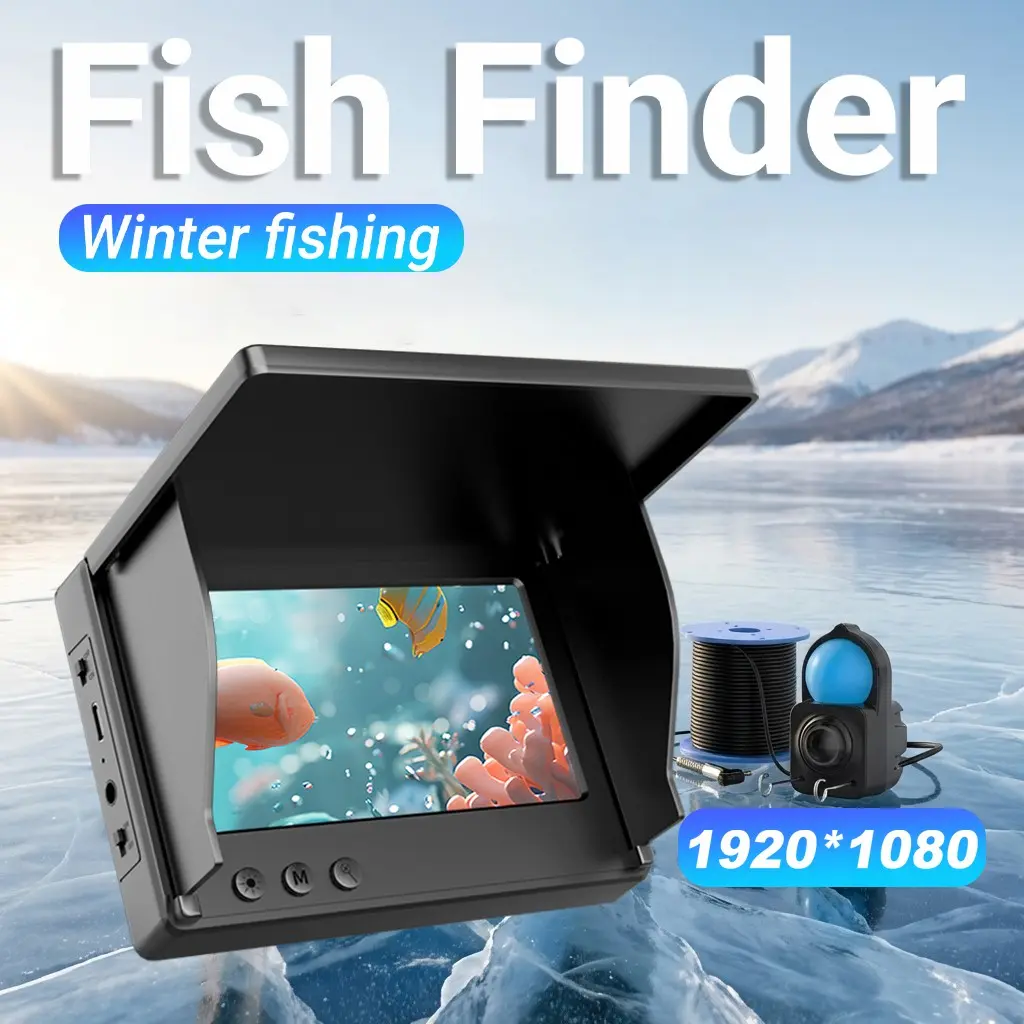 Fish Finder, Portable Underwater Fishing Camera with 4.3 Inch Screen, Infrared Night Vision, Waterproof Fish Finder for Ice Fishing and All Seasons, Ideal Gift for Men & Anglers