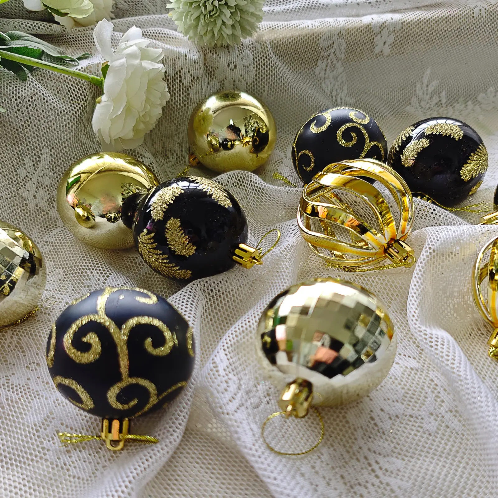 6cm Christmas Decoration Set, Electroplated Plastic Painted Balls, Round Hanging Ornaments, Festive Holiday Decorations