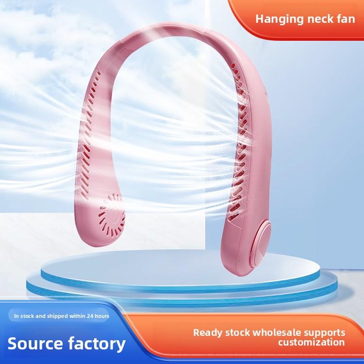 In-stock gift wholesale neck-mounted fan USB rechargeable outdoor high-power cooling small neck fan