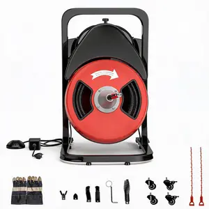 Drain Cleaner Machine,Drain Auger 100ft x 1/2 Inch Drain Cleaning Machine,450W Drain Snake With 4 Cutters & Air-Activated Foot Switch for 2" to 4" Pipes