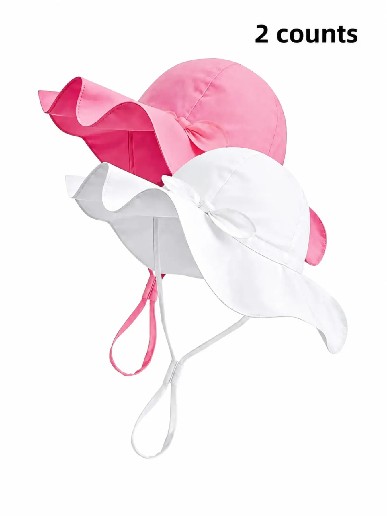 2-Pack Small Size Wide Brim Sun Hat, UV Protection Beach Hat with Windproof Chin Strap, Ideal for Vacation and Outdoor Activities, Sunscreen Hat