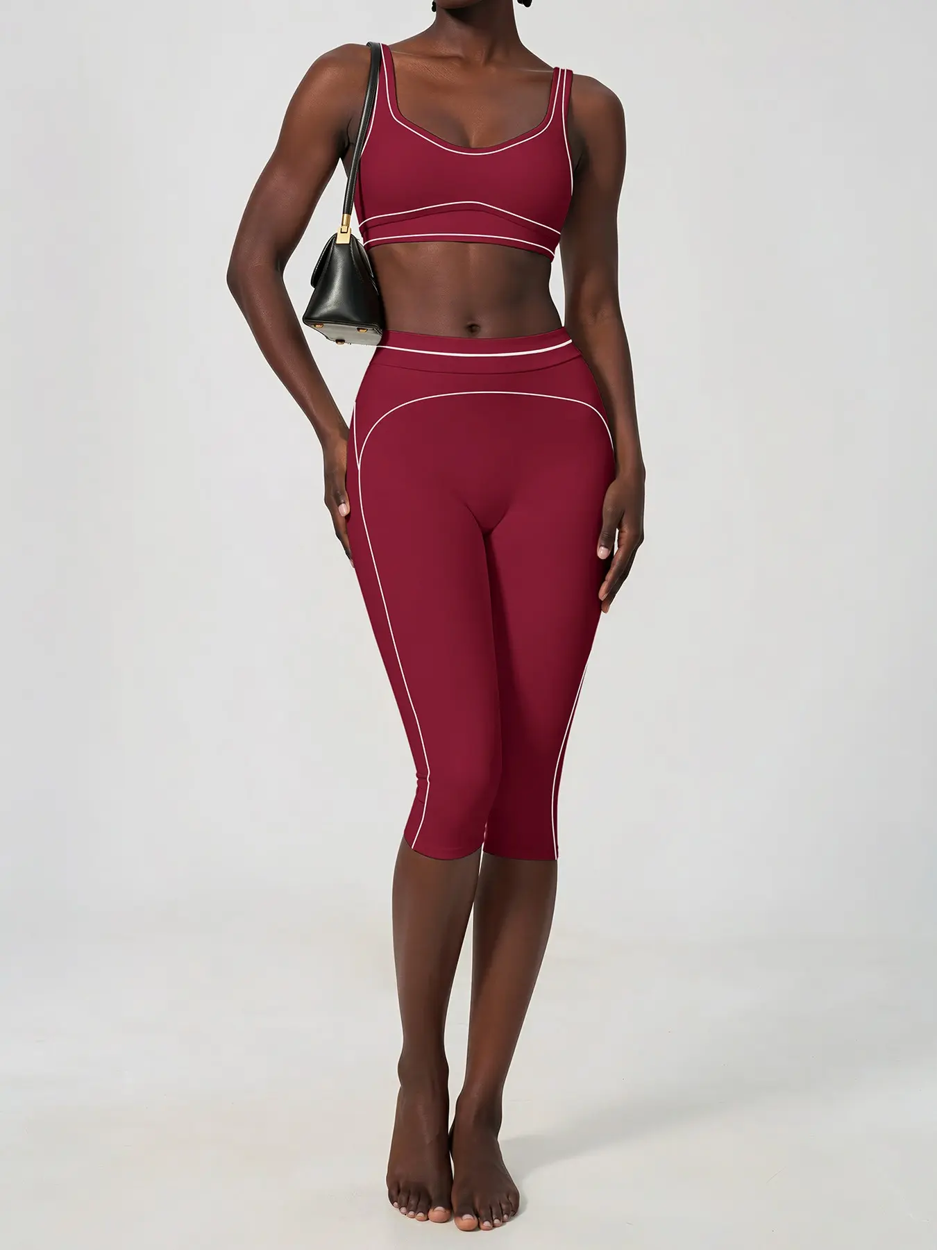 2026 New Color Block Fitness Set, Shockproof High Waist Tummy Control Yoga Wear, Women's Tightening Butt Lifting Fleece Sports