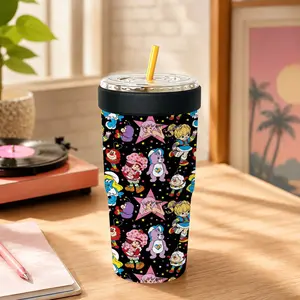 1 Pc 32oz Retro Rainbow Cartoon Friends Insulated Can Cooler, Double Wall, Leak Proof, Cold 24H, Hot 12H, No Sweat, Fits Most Cup Holders, Non Slip Silicone, Camping Must Have, Kitchen Essential, Cute Gift, For Daily Use, BBQ, Party, Travel