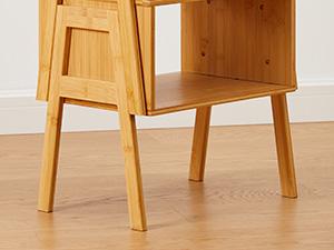 Bamboo Stackable End Tables, Wood Living Room Nightstand, Bedside Tables for Bedroom Storage, 2PCS