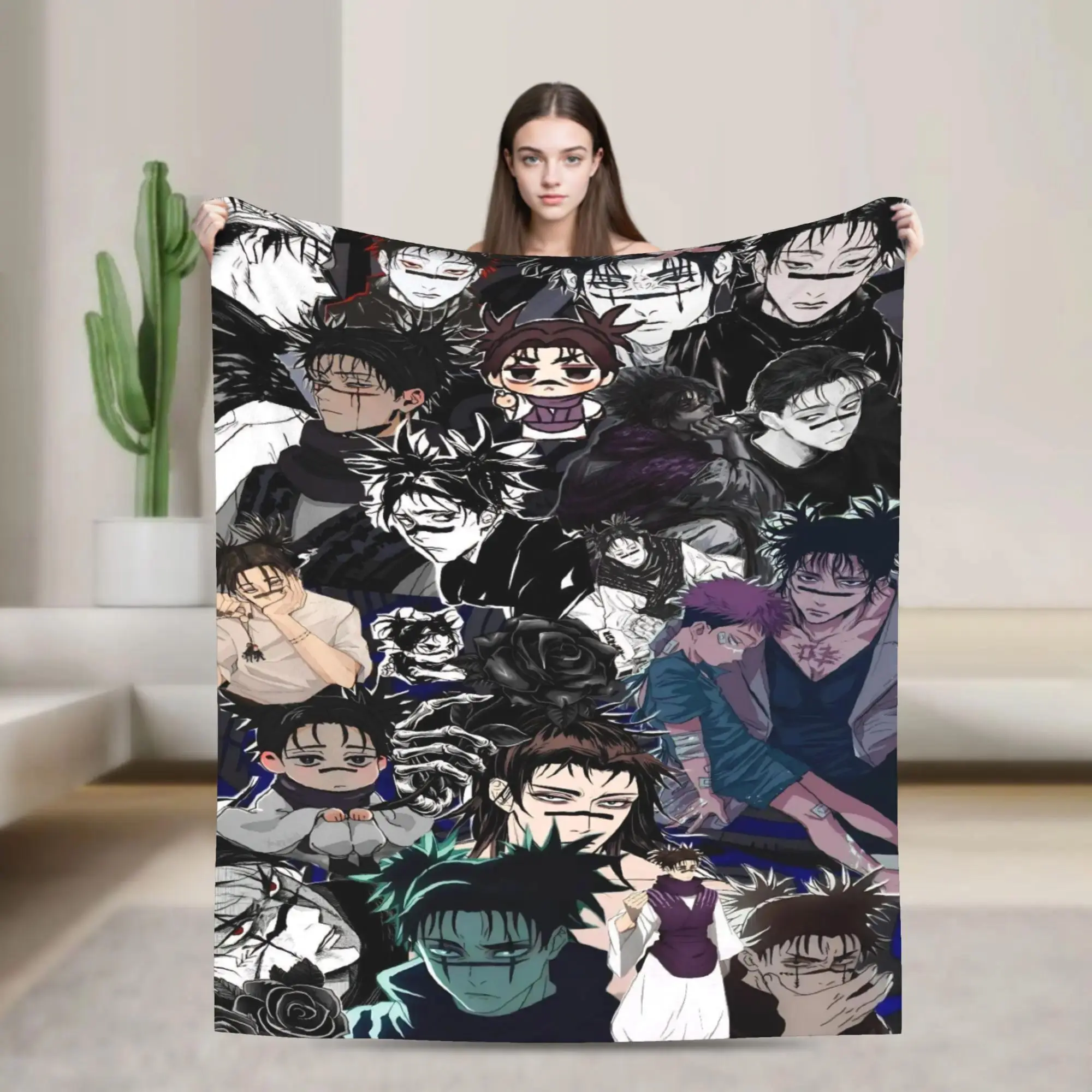 Choso Jujutsu Kaisen Anime Print Flannel Blanket - Soft, Warm, Smooth Texture, Stain Resistant Multi-Purpose Throw for Bed, Couch, Indoors Outdoors Gift