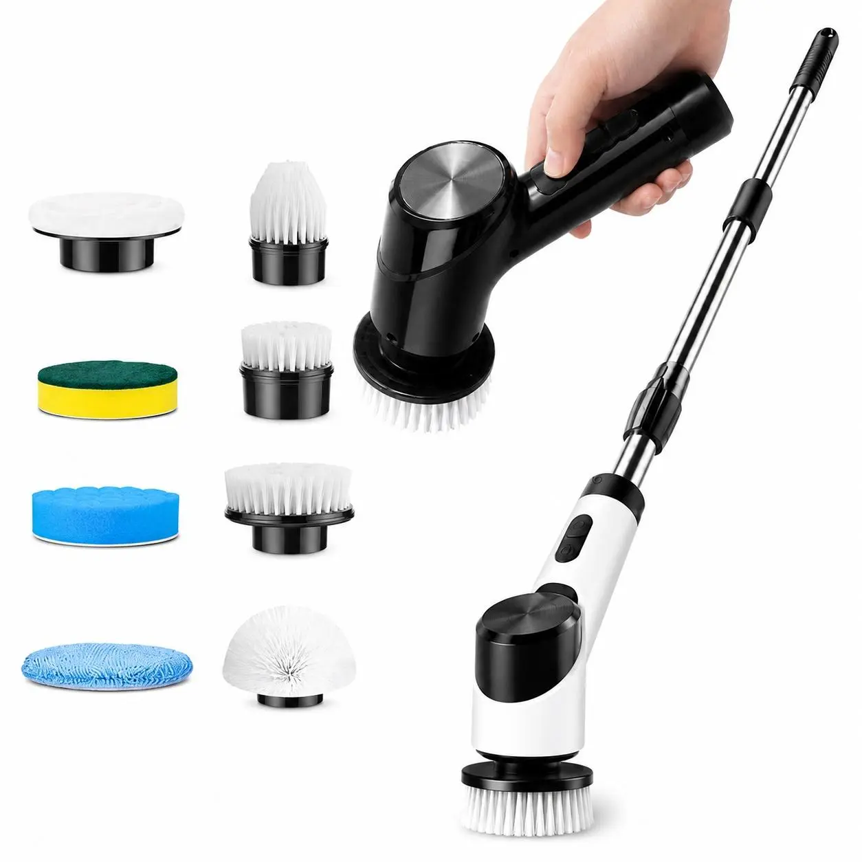 Wireless Multi-Surface Scrubber – Lightweight, 3-Extendable Handles & 9 Replaceable Brushes for Home, Auto & Hard-to-Reach Areas