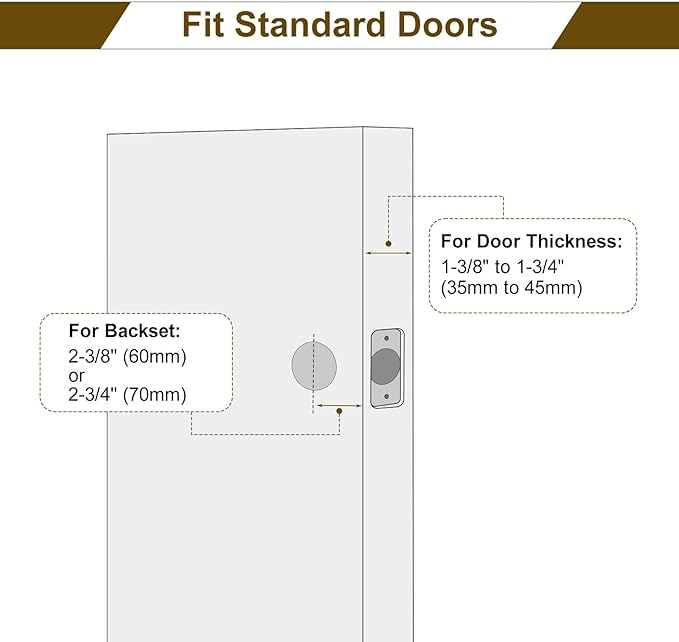Door Knob with Lock and Key, Keyed Entry Door Knob, Exterior and Interior Door Lock for Front Commercial and Residential Area, Home, Office, Hotels