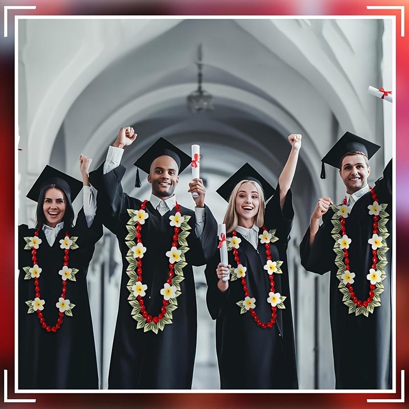 59.84-Inch Hawaiian Graduation Necklace Tropical Acrylic With Plumeria Tassel & Chinese Knot Adjustable Boho Style For Graduation Parties