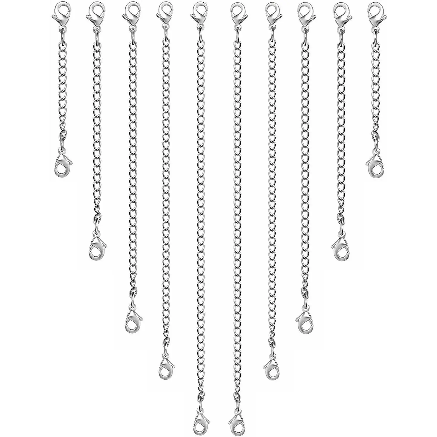 Necklace Extender 10 count Chain Extenders for Necklaces Bracelet,  Plated Stainless Steel Extension Chain for Women  Making