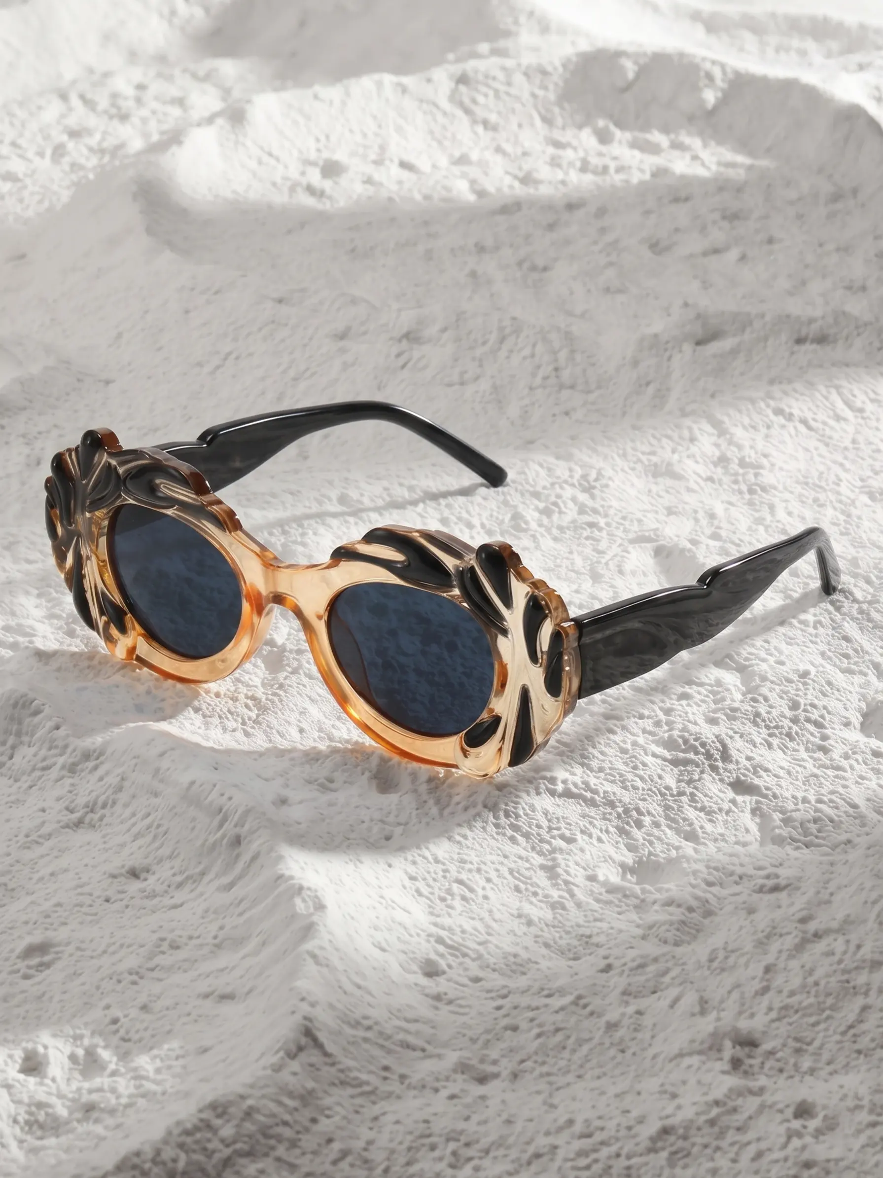 Y2K Fashion Cloud Oval Women's Sunglasses, Vintage 3D Carved Frame, Trendy Party Streetwear Glasses, All Seasons Casual Style