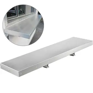 Stainless Steel Concession Shelf 48-Inch Long By 12-Inch Wide, Drop-Down Folding Serving Shelf Stand For Food Service, Trailer Window, Concession Trailer, Kitchen Prep Station, Heavy-Duty