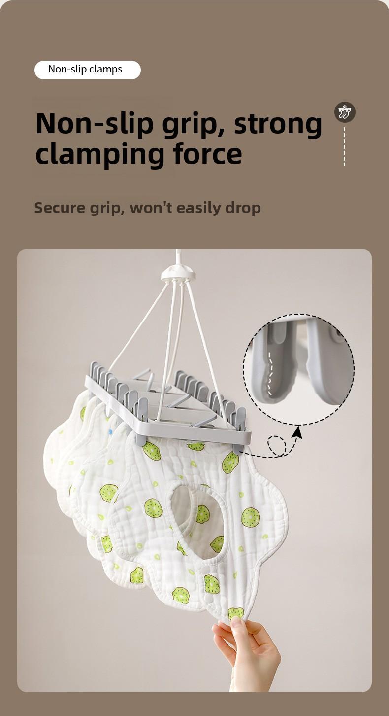 FaSoLa Household Folding Drying Rack, Multi-Clip Sock and Underwear Drying Tool, Multifunctional Windproof 2-in-1 Drying Rack