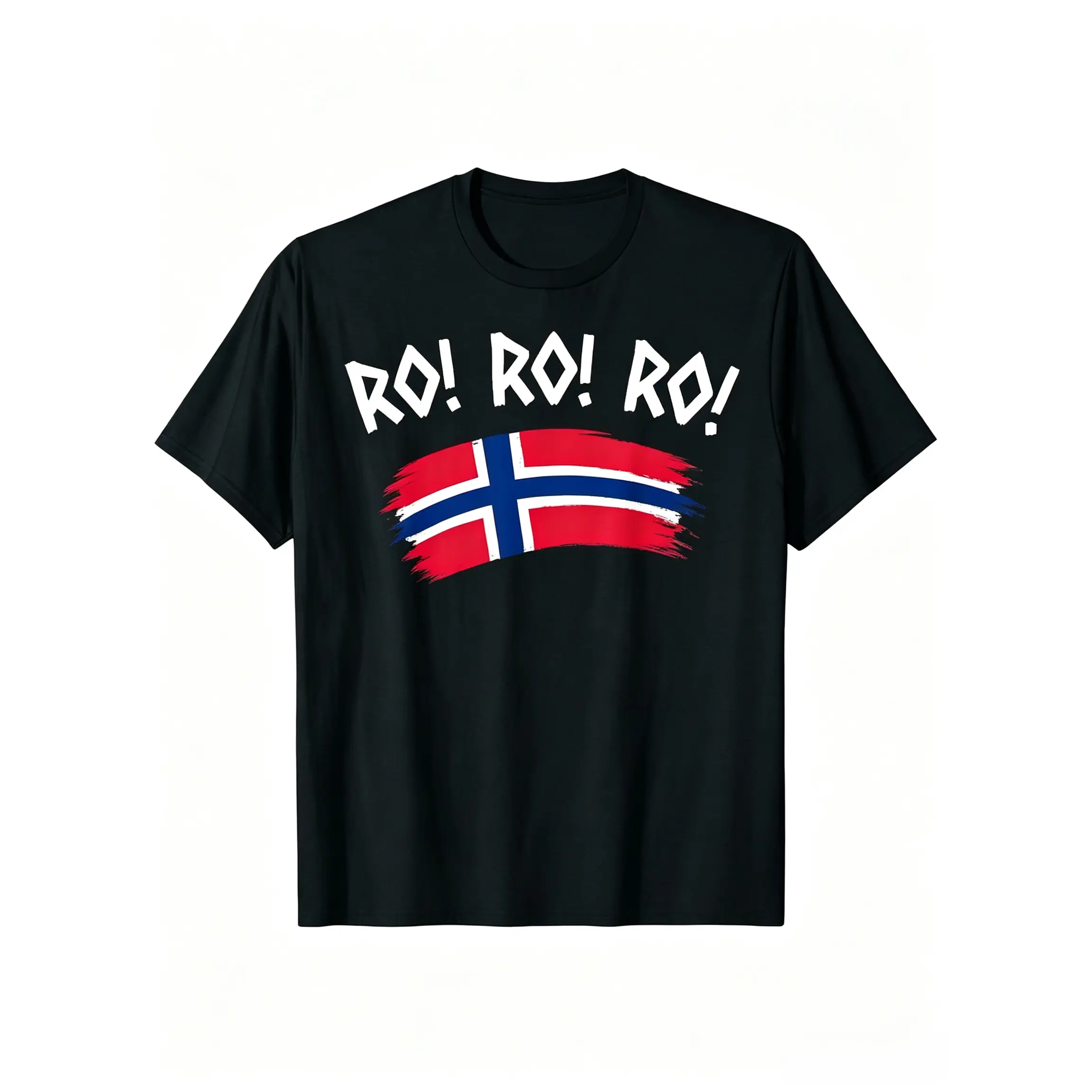 Row Norway Norwegian Pride Cotton Oversized Graphic Short-Sleeve Sports Top - Loose Relaxed Fit, Ribbed, Natural Print, Casual Streetwear Apparel - Round Neck, Crew Neck, Pull-On, Hang Dry Tee
