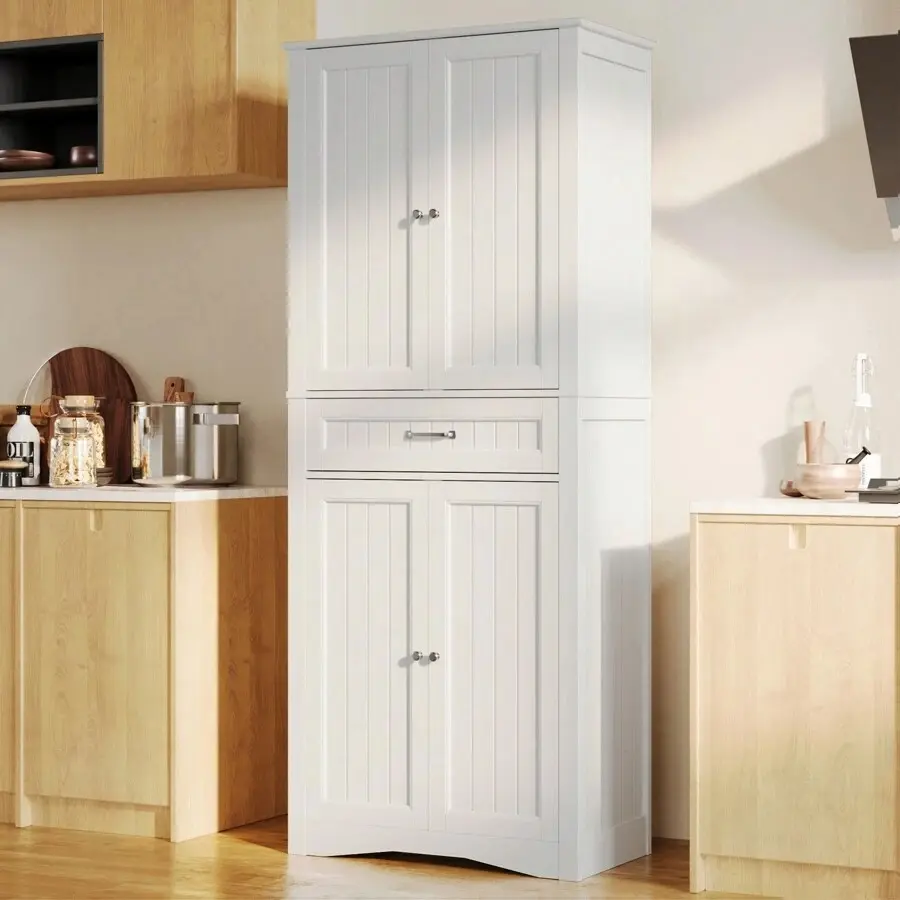 71'' Tall Kitchen Pantry Storage Cabinet, Freestanding Storage Cabinet With Drawers And 4 Adjustable Shelves Autonomous Sideboard For Kitchen, Bathroom, Living Room