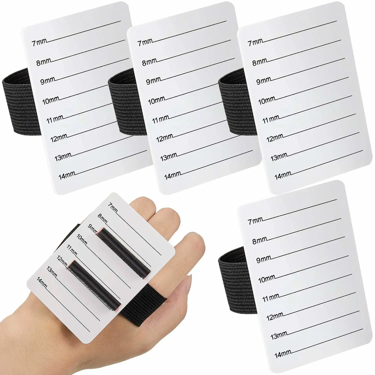 4 Pieces Lash Holder Eyelash Extension Hand Pallet Tray Tools with Adjustable Wrist Strap Adjustable Lash Tray Strip Palette One Size Fits Most Eyelash Extension Holder(White)