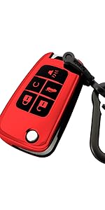 for Chevrolet key fob cover case with Metal buckle,Soft TPU key Shell/skin,4-Buttons fit GMC chevy Colorado Silverado Suburban Tahoe Silverado Remote Key Vehicle Accessories(Silver)