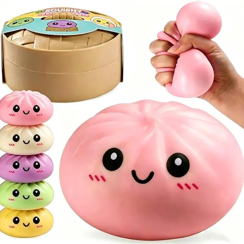 12-Piece Perfect Dumpling Squishy Toys, Assorted Colors, Super Soft, Unisex, Fun and Relaxing Stress Relief, Ideal for All Ages