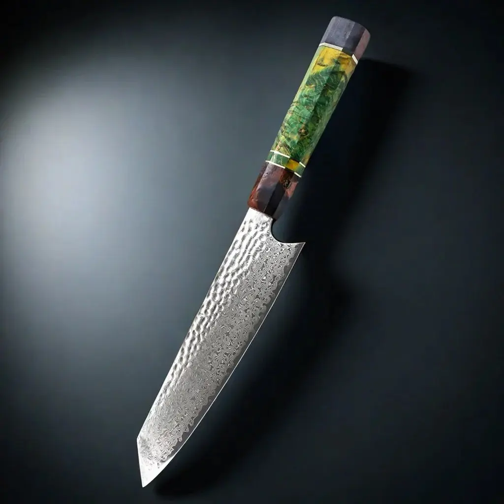 High-End Damascus Steel Chef Knife, Sharp Kitchen Blade, Professional Cooking Tool, Ideal for Meat, Vegetables, Fruits, Durable & Aesthetic