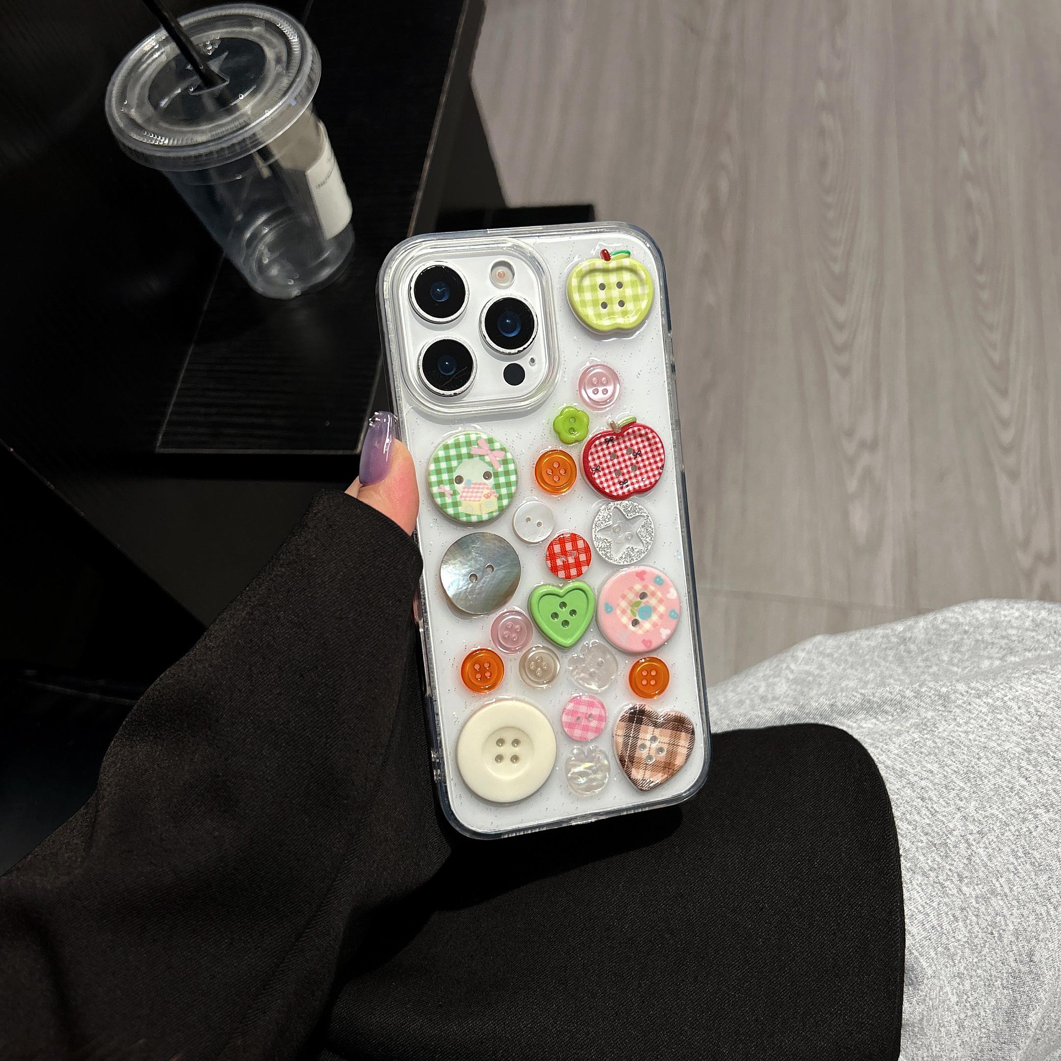 3D Button  Phone Case For iPhone 17 16 15 14 13 12 11 16 Pro Max 14 15 16 Plus Silicone Clear Transparent Protector Cover