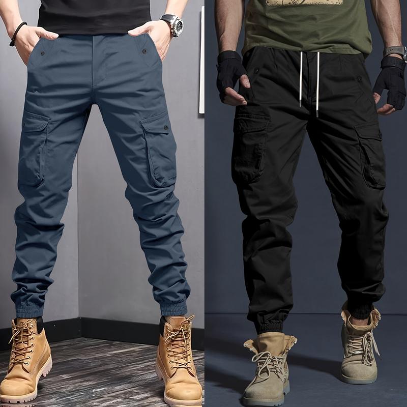 Men's Pants Spring and Autumn Overalls Youth Slim-Fit Outdoor Multi-Pocket Pants Casual Pants Tie-up Pants