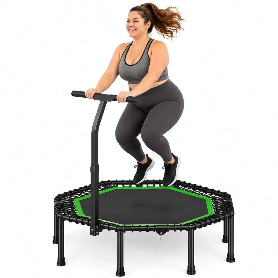 Series BT3 Bungee Trampoline Large 51" Octagonal Rebounder Trampoline, 450LBS Heavy Duty Silent Bungee Mini Trampoline With Adjustable T Bar Handle Full Body Home Workout For Adults.