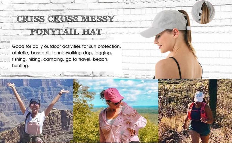 2 Pack Summer Solid Color Baseball Cap - Women's Adjustable High Messy Bun Trucker Hat
