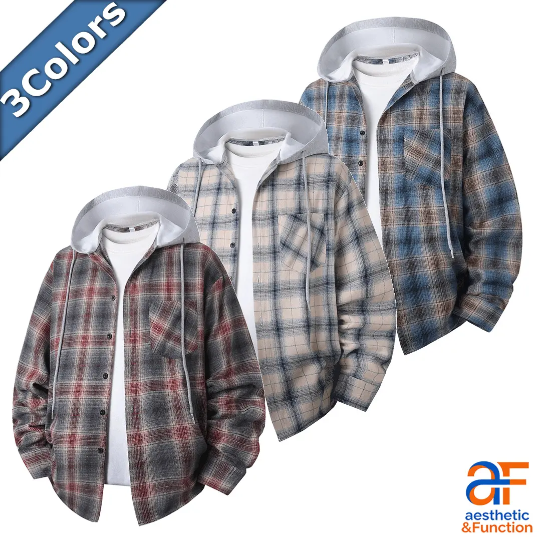Men's Hooded Plaid Shirt Jacket with Layered Design & Functional Pockets |   Soft Brushed Fabric for All-Season Comfort |   Perfect for Street Style, Campus Days, or Weekend Outings |   Elevate Your Casual Look with This Must-Have Layer summerwins