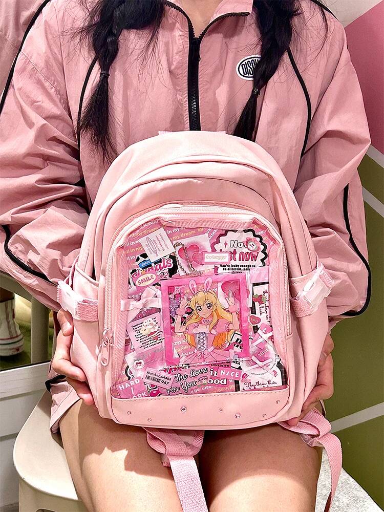 Y2K Cute Mini Backpack Women Fashion ItaBag Sweet Girl Transparent Rucksack DIY Personality Display Knapsack Lolita Shoulder Bag
