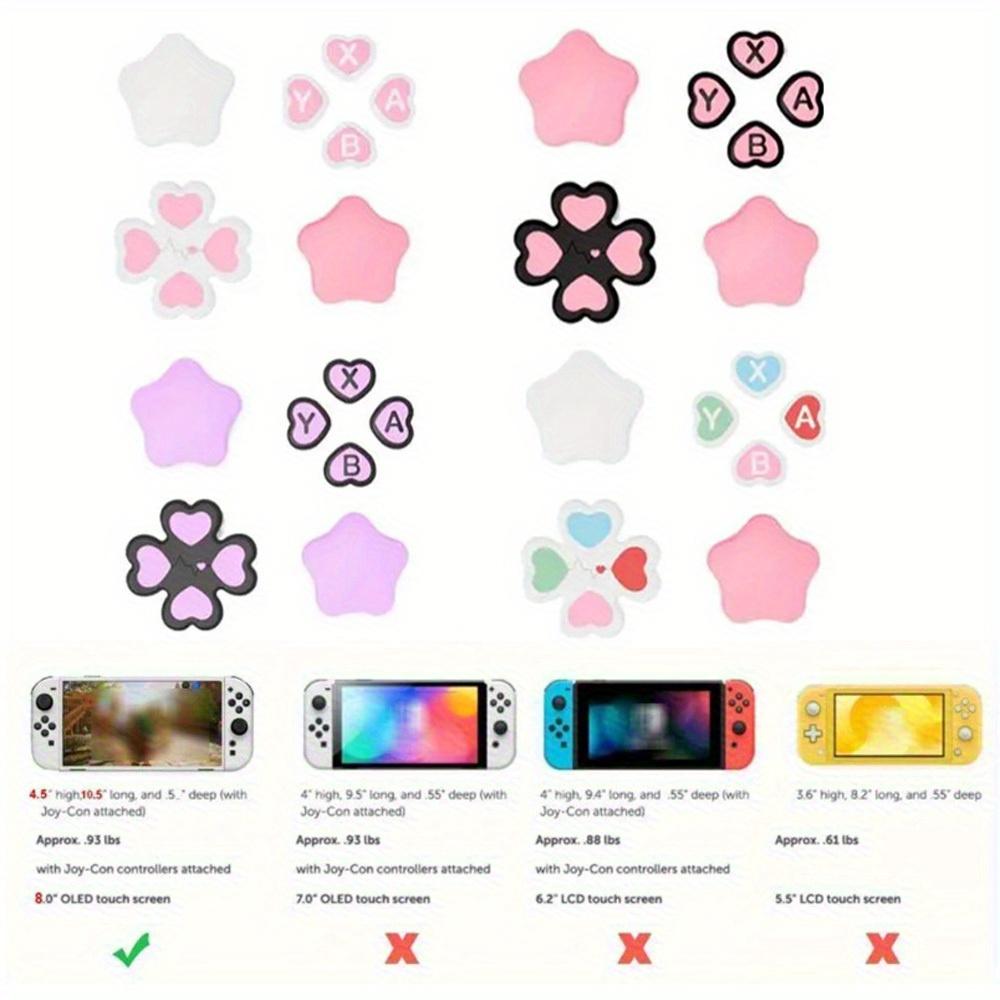 Silicone Soft D-Pad Cross Button ABXY Key Sticker Skin Case in Pink And Purple for Nintendo Switch 2 Joycon Thumb Stick Grip Cap Cover, Designed for NS2 Gaming Accessories.