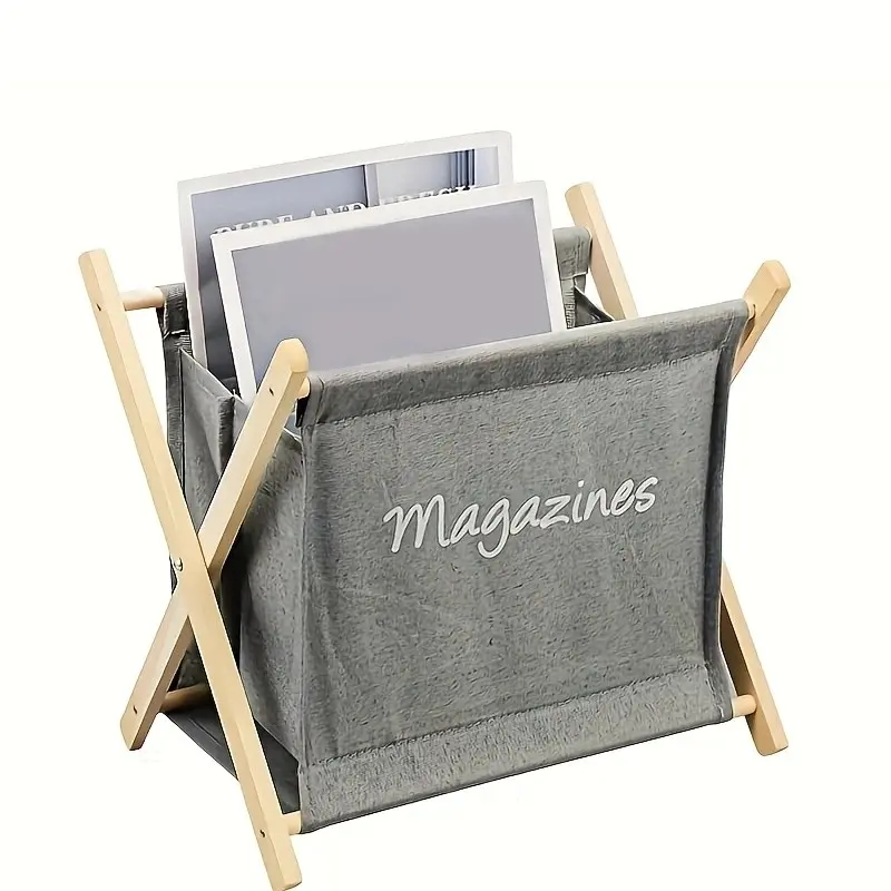 Foldable Magazine Rack, Wooden X-Frame Bookshelf, Lightweight Storage Organizer for Living Room Bedroom, Magazines Books Files