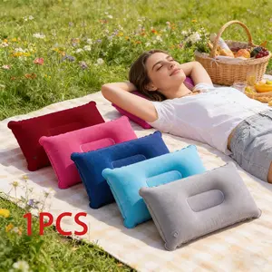 Portable Inflatable Travel Pillow, Ultra-Light Camping Pillow with Neck and Waist Support, Washable, Ideal for Plane, Car, Office Nap, Hiking, Backpacking