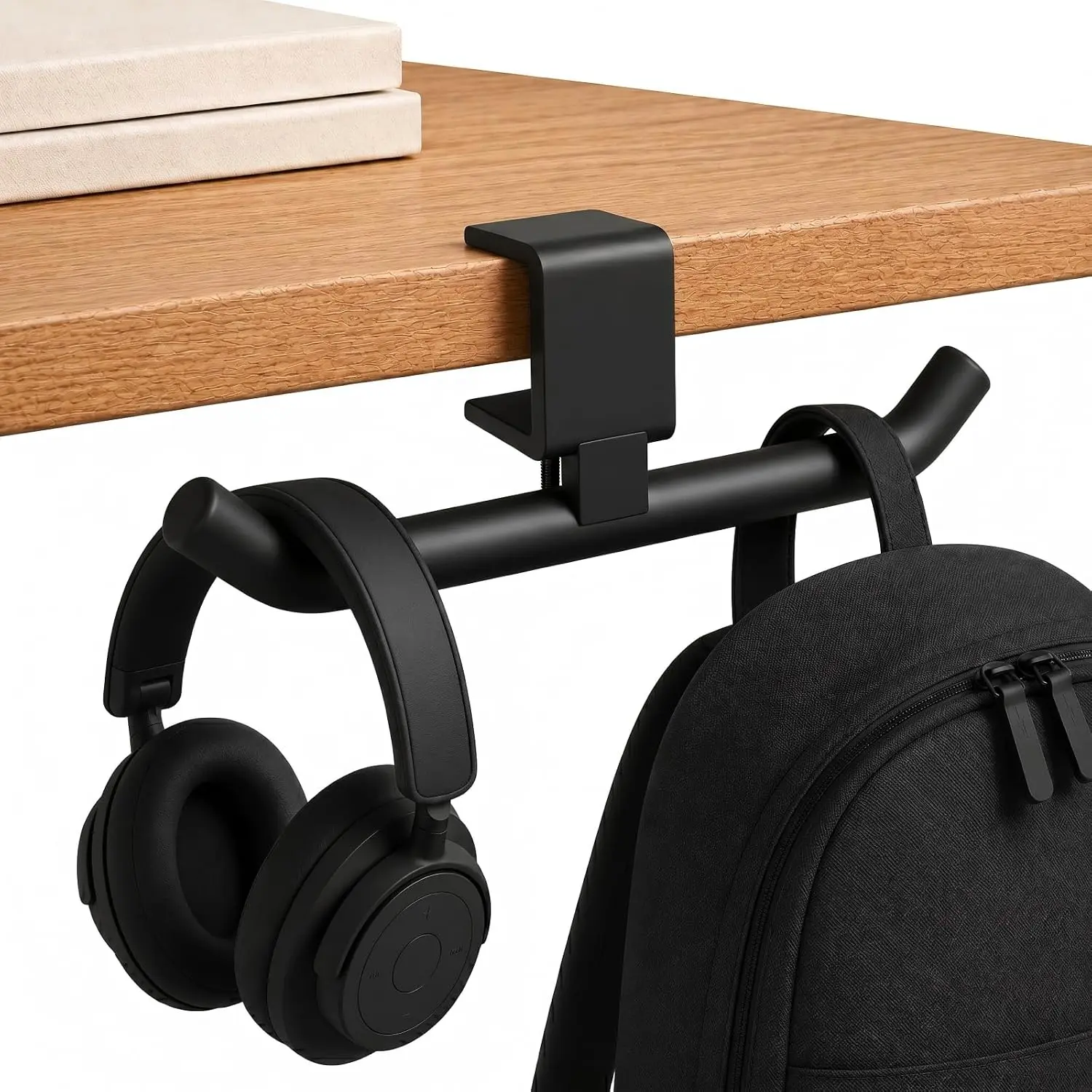80-lb Heavy-Duty Bag Hook for Desk or Table,Adjustable Purse Hanger,Purse Hook,Backpack Holder for Table & Handbag Hanger,Space-Saving Organizer for Classroom, Dorm Office,,and Cafe Tables (Black)